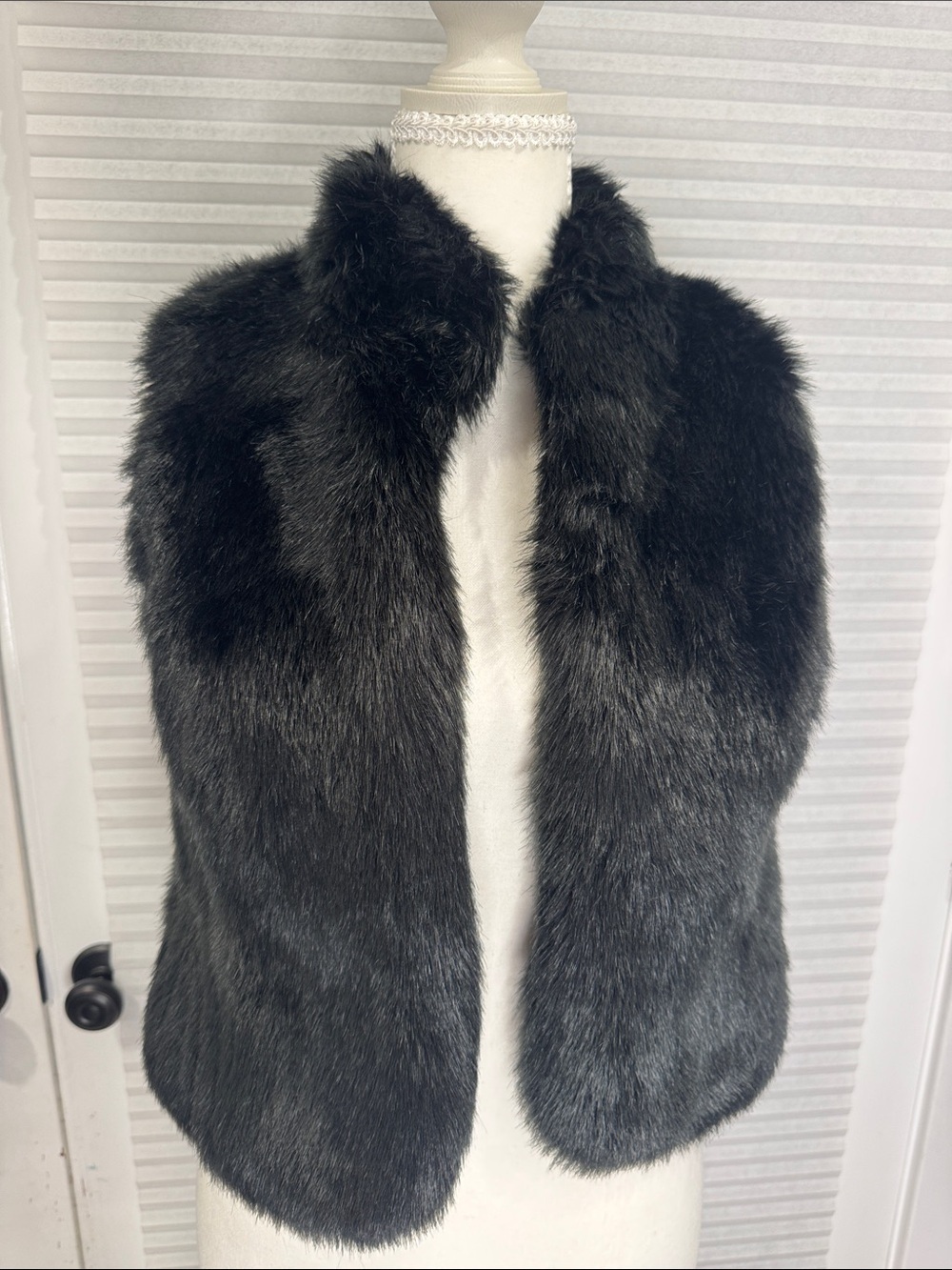 Tinley Road Plush Black Faux Fur Vest CB0872